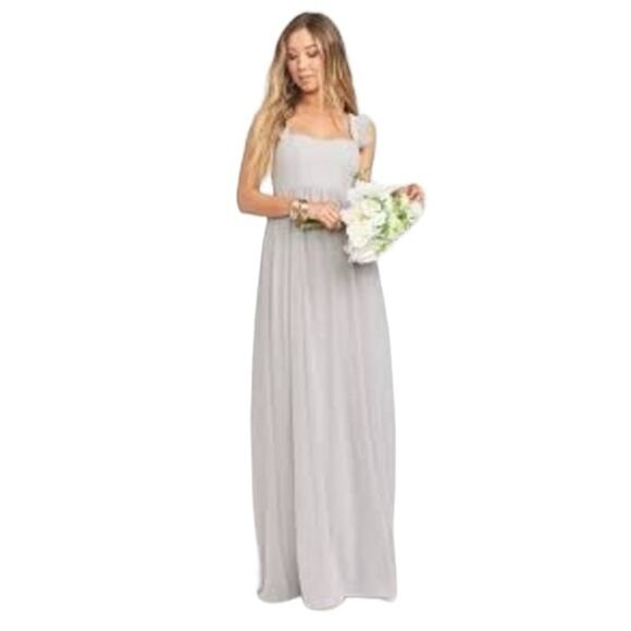 Show Me Your Mumu June Ruffle Maxi Dress M Dove Gray NWT Bridesmaid - Picture 2 of 13